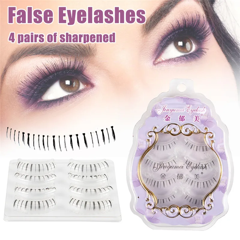 4 Pairs Black Natural Lower False Eyelashes Handmade 3D Natural Under