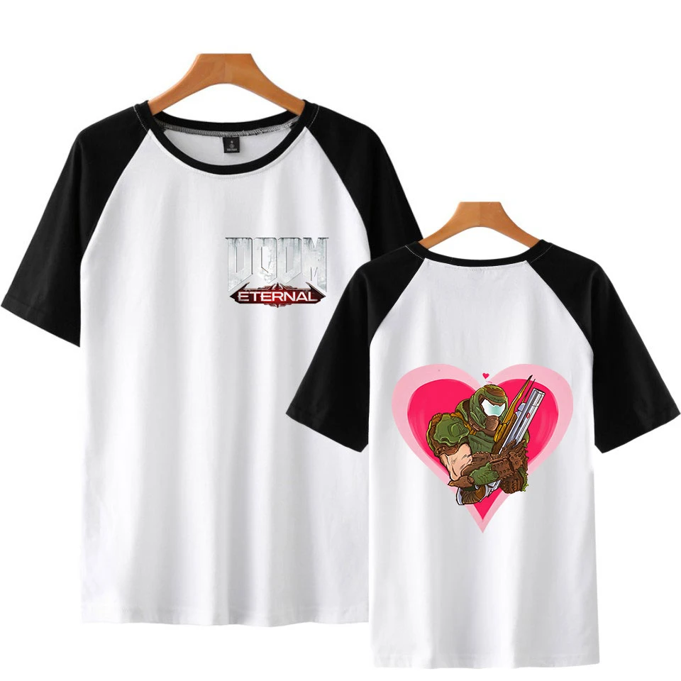 2019 New Solid color T Shirt Doom Eternal Shirt Mens Black And White  T-shirts Summer Skateboard Tee Boy Skate Tshirt Tops