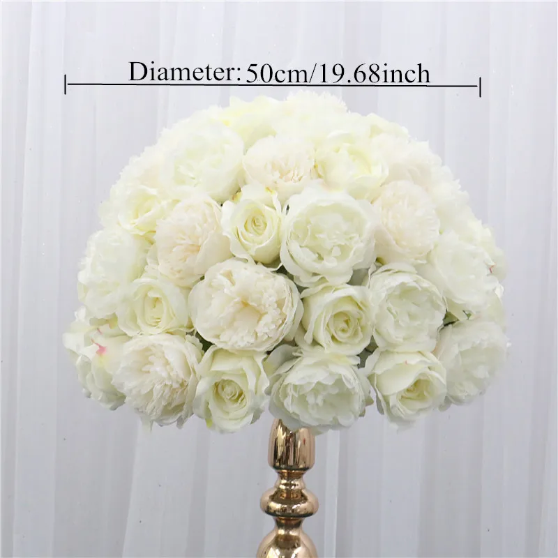 50cm flower ball Домашняя белая Роскошная искусственная Роза цветок фаленопсиса ряд свадебное украшение арки стол цветок шар домашний праздничный Декор - Цвет: 50cm flower ball