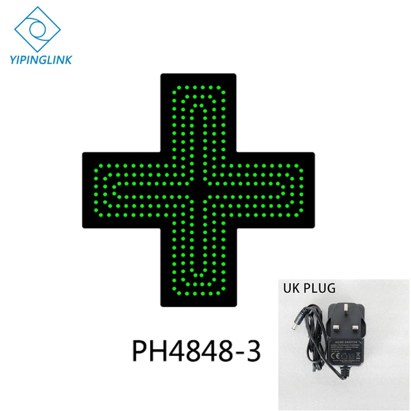 PH4848-3-UK PLUG Зеленый синий светодиодный знак Креста высокой яркости маленький размер 48*48 см медицинский магазин Неоновый крест Крытый крест доска - Мощность в ваттах: PH4848-3-UK PLUG