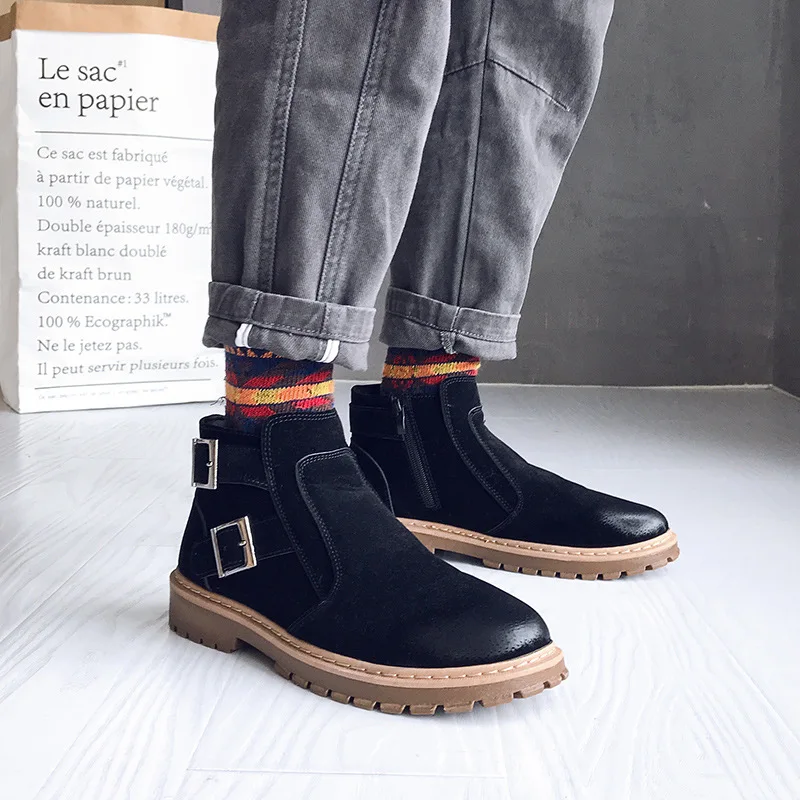 

Men Chelsea Boots Ankle Boots Fashion Men's Male Brand Leather Quality Slip Ons Motorcycle Man Warm chelsea boots men9