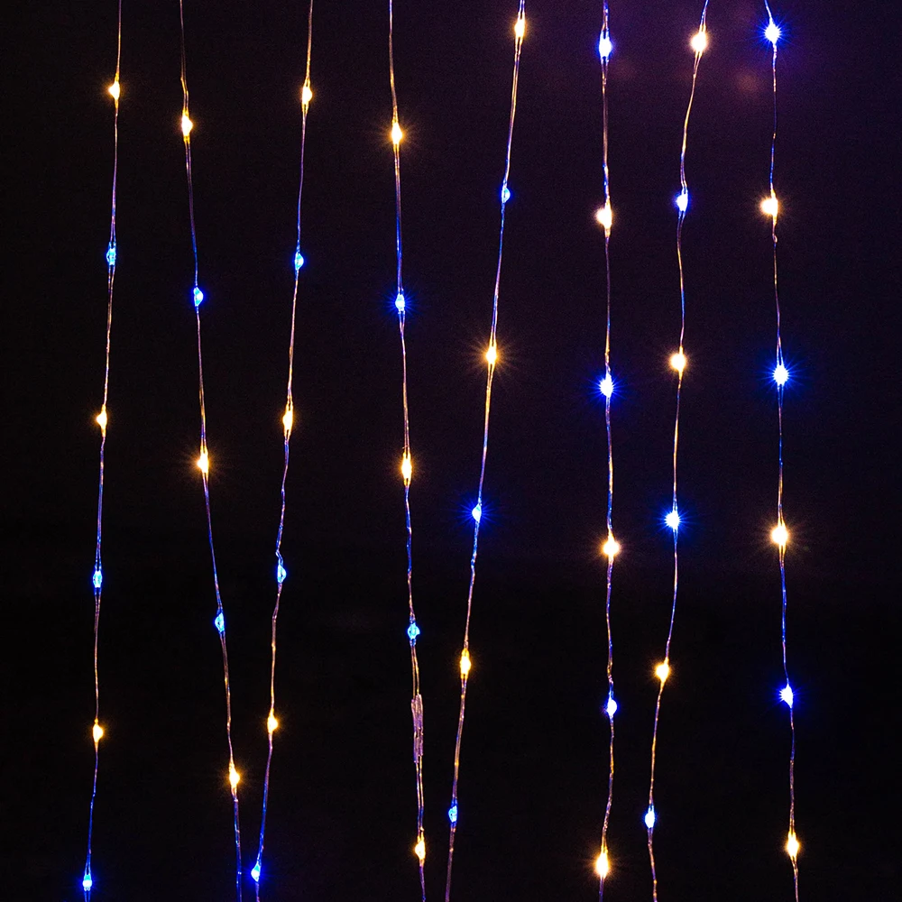 50 м 1000 светодиодный Серебряный провод сказочные гирлянды синий теплый белый водонепроницаемый адаптер для елки наружное рождественское праздничное украшение