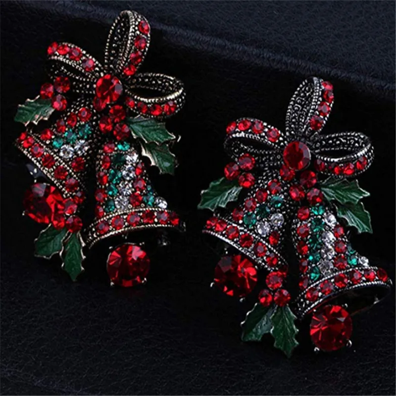 Рождественская Брошь Красочные Винтаж Pin Стразы елка из кристалла колокольчики брошь, ювелирный подарок для подходит для женщин, девушек и девочек