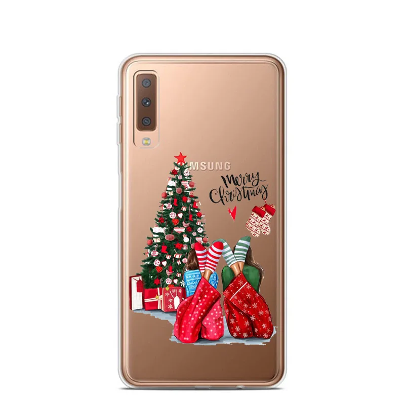 TPU Новогодний чехол для samsung Galaxy A7 A9 A6 A8 Plus Праздничный Рождественский мягкий чехол для samsung Galaxy A10 A30 A50 A70 A80 - Цвет: TPU