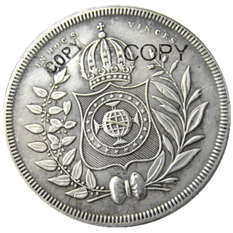 Бразилия 400 Reis 1844 серебро Империя Pedro II посеребренные копии монет