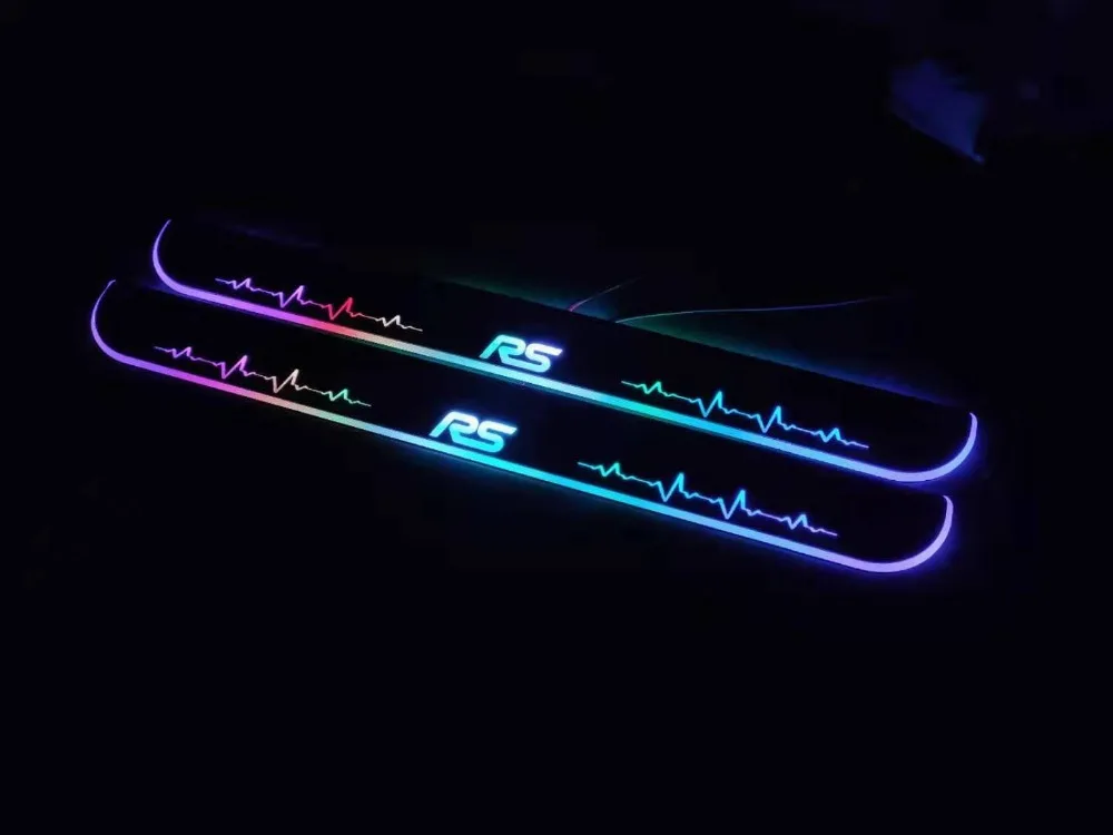 RQXR светодиодный движущаяся дверная Накладка для ford focus rs dynamic дверная Накладка на порог плоский накладной rgb Радужный светильник, 2 шт