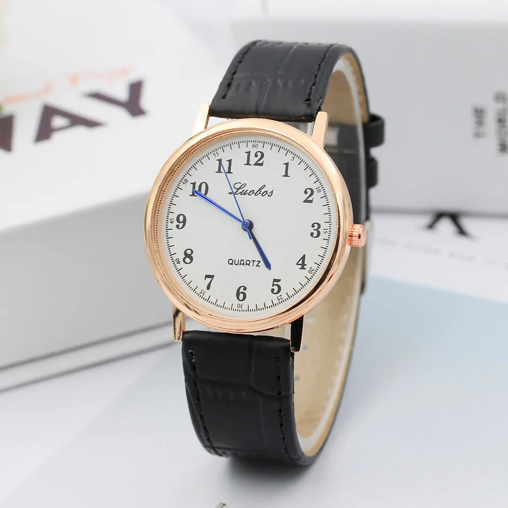 Reloj mujer Модный Цветной ремешок цифровой циферблат кожаный ремешок Кварцевые аналоговые наручные часы