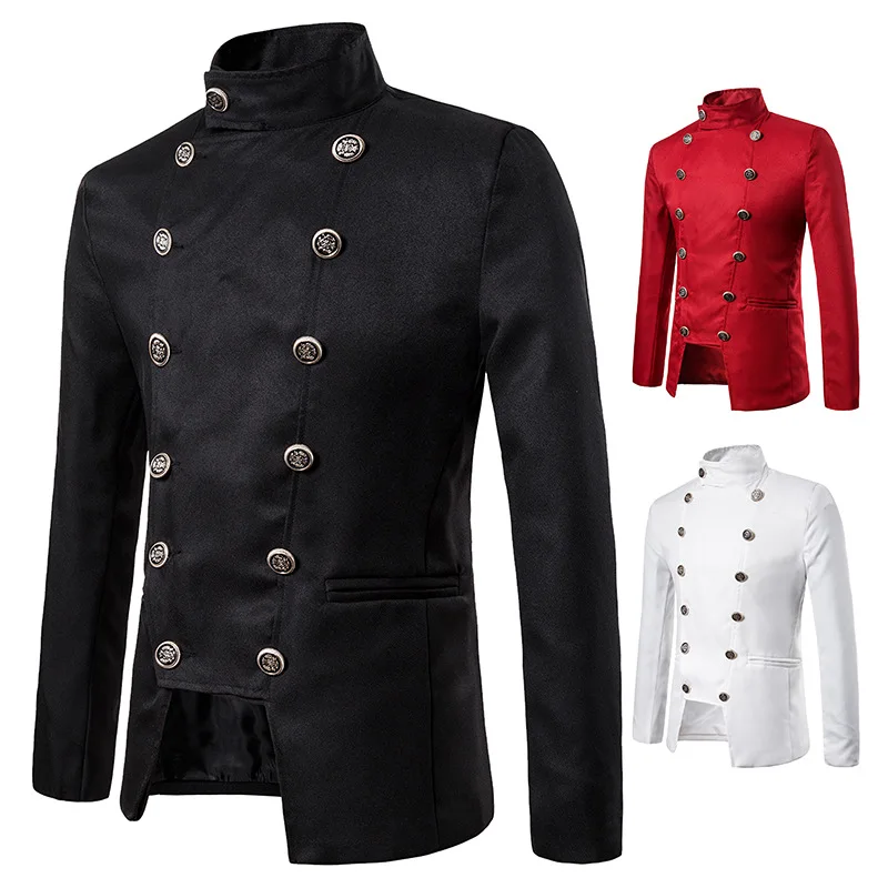 Мужской Стильный двубортный черный пиджак, новинка, повседневный приталенный пиджак с карманами, вечерние блейзеры для выпускного вечера