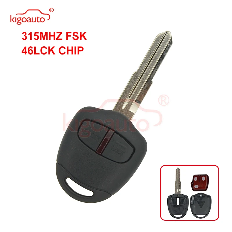 

Kigoauto Remote key 2 button MIT11 315Mhz with 46LCK chip for Mitsubishi Lancer Outlander Colt Mirage uncut key blade