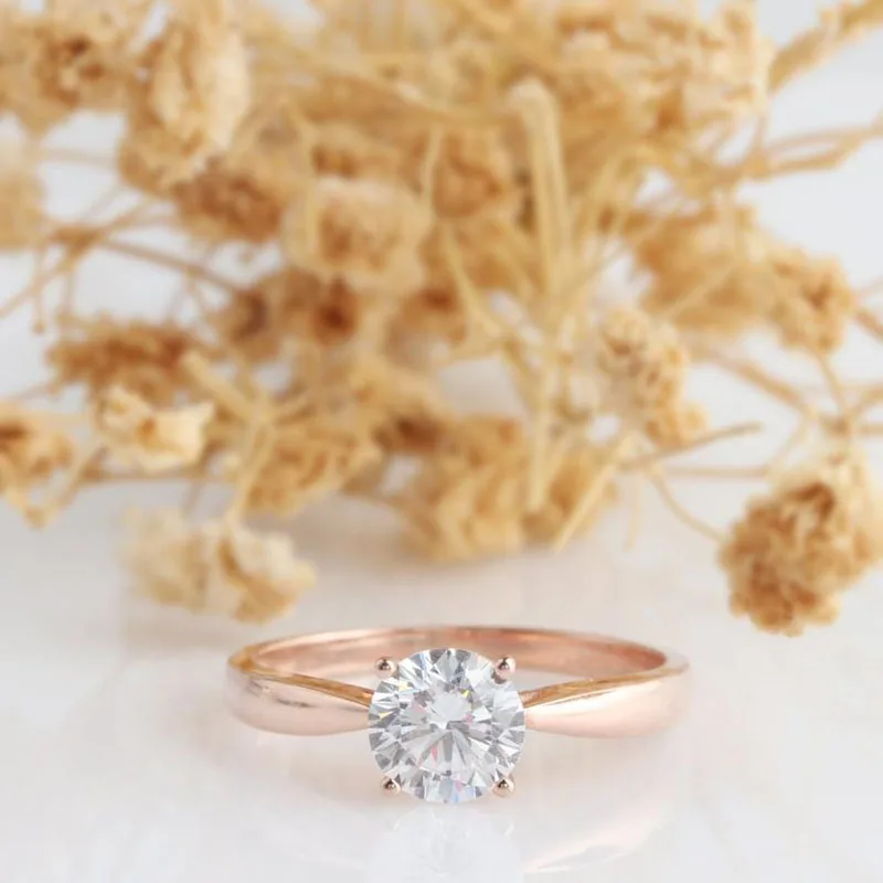 Veryins Classic 14K 585 Белое золото 1ct DEF цвет VVS1 Moissanite 4 зубец Помолвочное с солитёром кольцо для женщин свадебный подарок
