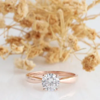 

Veryins Classic 14K 585 White Gold 1ct DEF Color VVS1 Moissanite 4 Prong Solitaire Engagement Ring for Women Wedding Gift