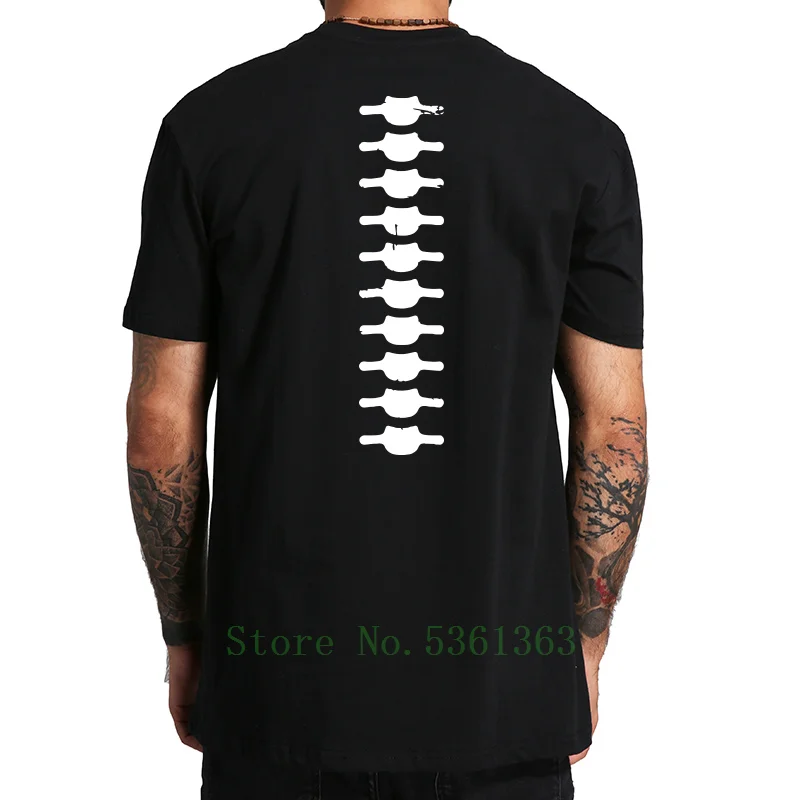 Spine Back t-shirt For Men Funny Simulation Summer Print Tee Original O-Neck t shirt Cotton homme Tops US Size S-5XL | Мужская одежда