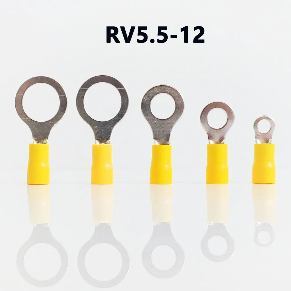 

RV5.5-12 YELLOW color Ring insulated terminal suit 4-6mm2 Cable Wire Connector cable Crimp Terminal 50PCS/Pack free shipping