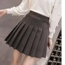 Новая осенне-зимняя мини-юбка с высокой талией, плиссированная юбка в Корейском стиле, женская модная юбка в консервативном стиле