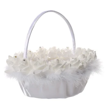 

Flower Girl Basket Wedding Feather Decoration Ceremony Party Gift Candy/Holder