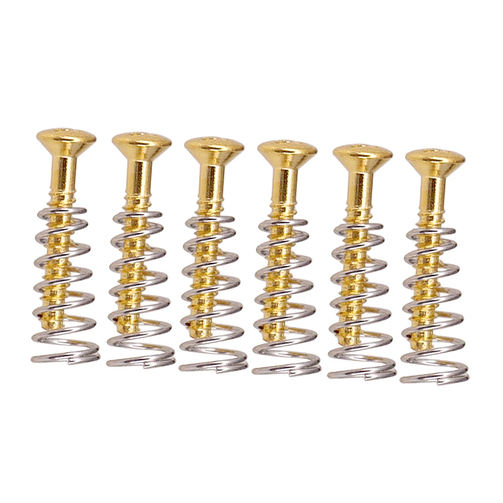 6 Pcs of Set  Pickup Flat Mounting Screws Springs Repair Replacement Parts for Guitar Lovers Gold