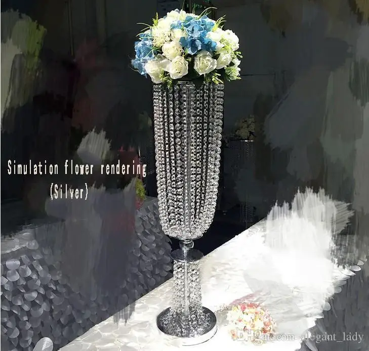 Crystal Beaded Chandelier Centerpiece Riser Top Candle Floral Plate Wedding Decoration T table Decoration Centerpieces for 11 Event