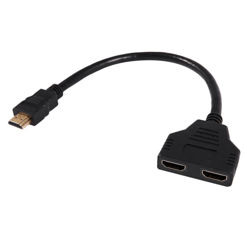 AAAE Top-HDMI 1 до 2 двойной адаптер сигнала перевозчика конвертер кабель для видео ТВ HD tv(черный