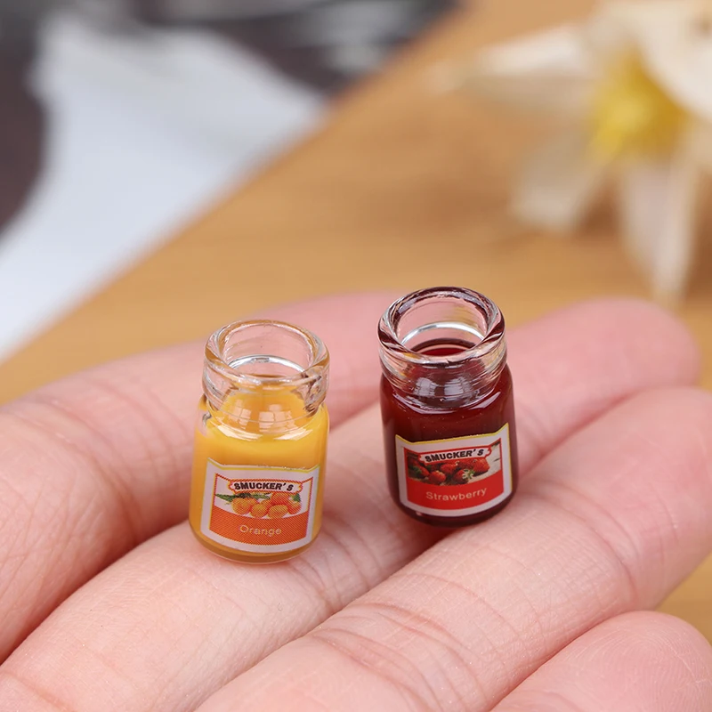 2PCS 1:12 Dollhouse Miniature Food Mini Strawberry Sauce Jam Honey Food EW
