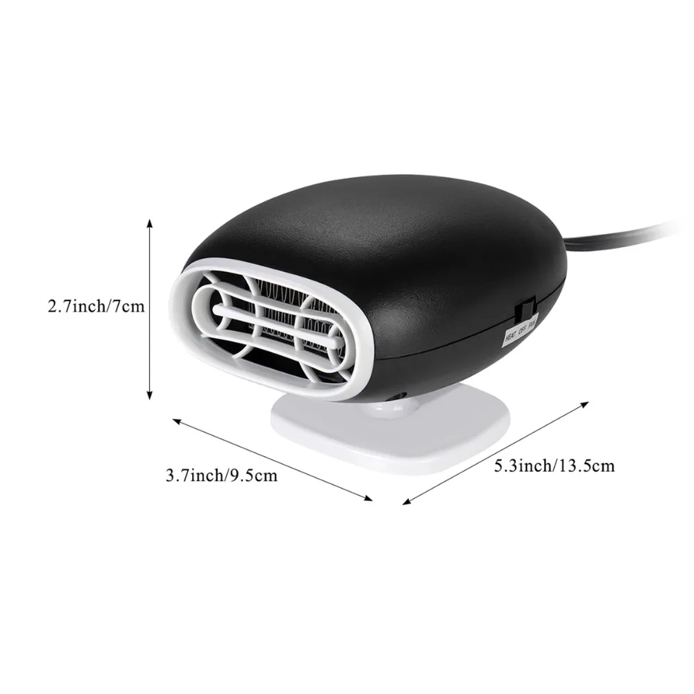 Portable Car Heater Auto Heater Fan Car Defogger Fast Heating Defrosts 12V 150W