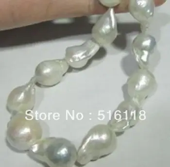 

Fashion jewelry Free Shipping Natural 15-25MM SOUTH SEA WHITE BAROQUE PEARL NECKLACE 18" AAA+