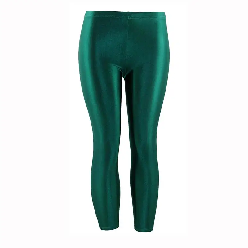 Dark green Новинка, 1 шт., женские леггинсы, популярные, блестящие, флуоресцентные, повседневные, спандекс, брюки для девочек, большие размеры, одноцветные, эластичные - Цвет: Dark green