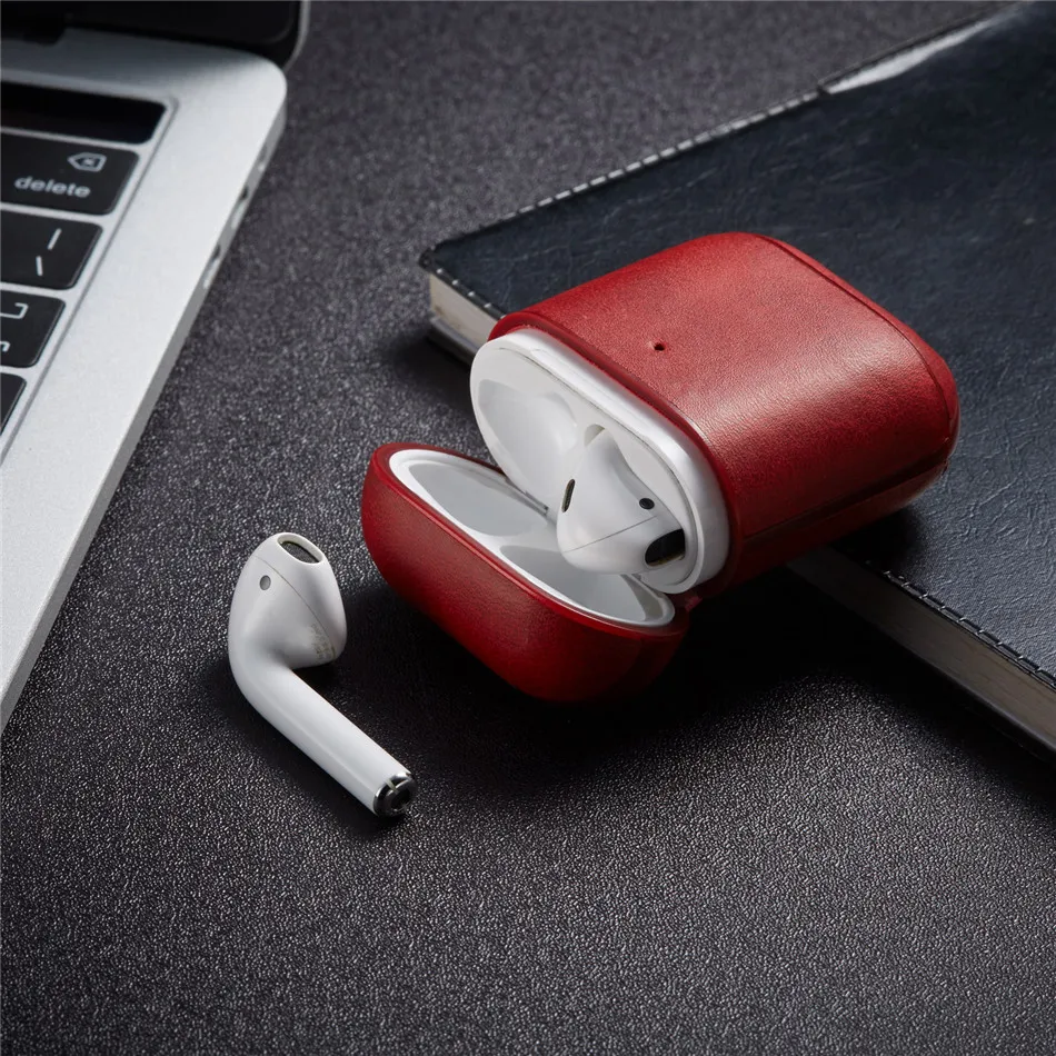 Кожаный чехол KJOEW для Apple AirPods с застежкой-крючком, чехол s для Airpods 1, 2, аксессуары для наушников Bluetooth, тонкий корпус