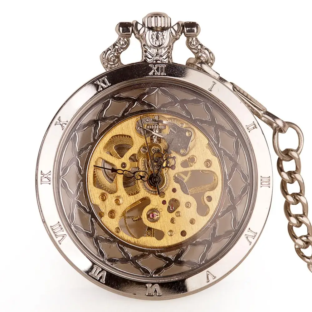 5 шт. золотые карманные часы стимпанк Скелет Механические Fob часы для мужчин и женщин Роскошные карманные часы - Цвет: Золотой