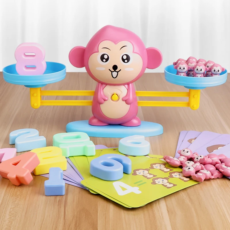 

Monkey Digital Balance Scale Toy Early Learning Balance Children Enlightenment Digital Addition and Subtraction Math Scales Toys