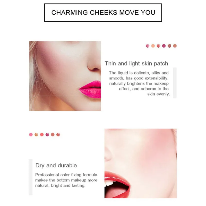 4 Colors Liquid Blush Long-Lasting Brighten Skin Color Waterproof Smudge-Proof Blush Liquid Cosmetic Affordable Personality