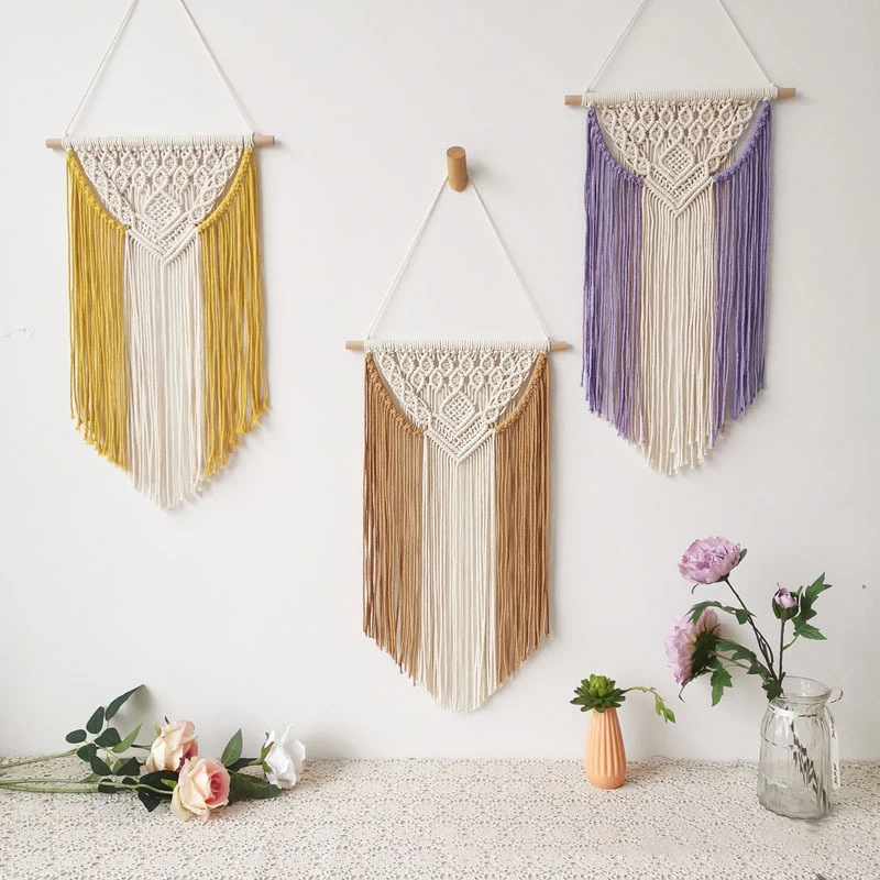 

Colorful Bohemian Handwoven Tapestry Wall Fabric Hippie Boho Home Decor Minimalist Mediterranean Style Macrame Wall Hanging
