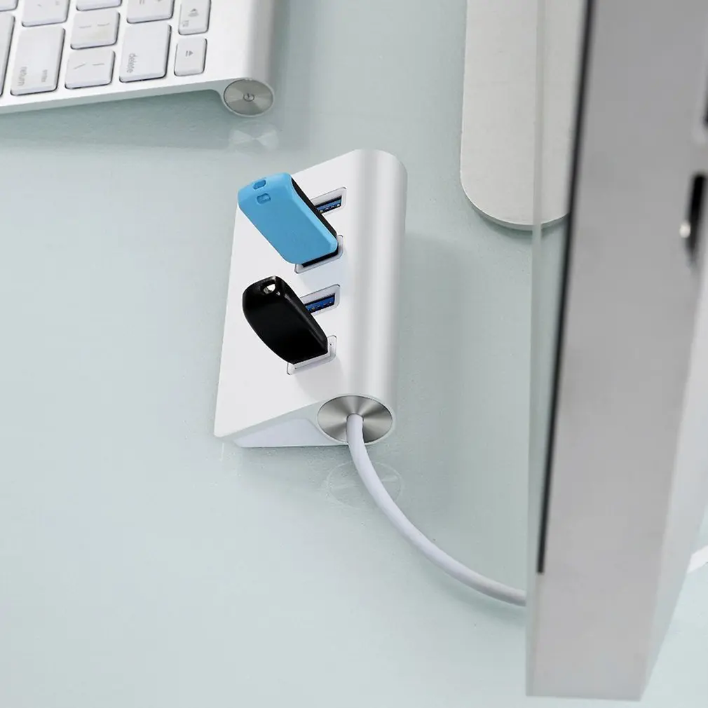 4 порта USB 3,0 концентратор 5 Гбит/с адаптер с кабелем для ПК компьютера серебряный портативный супер высокоскоростной алюминиевый сплав адаптер