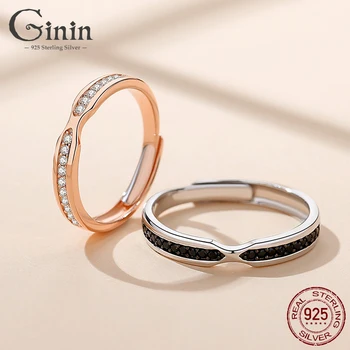 

Ginin 2020 TOP SALE Authentic 925 Sterling Silver Dazzling CZ Stackable Adjustable Couple Rings For Women Wedding Jewelry Gift
