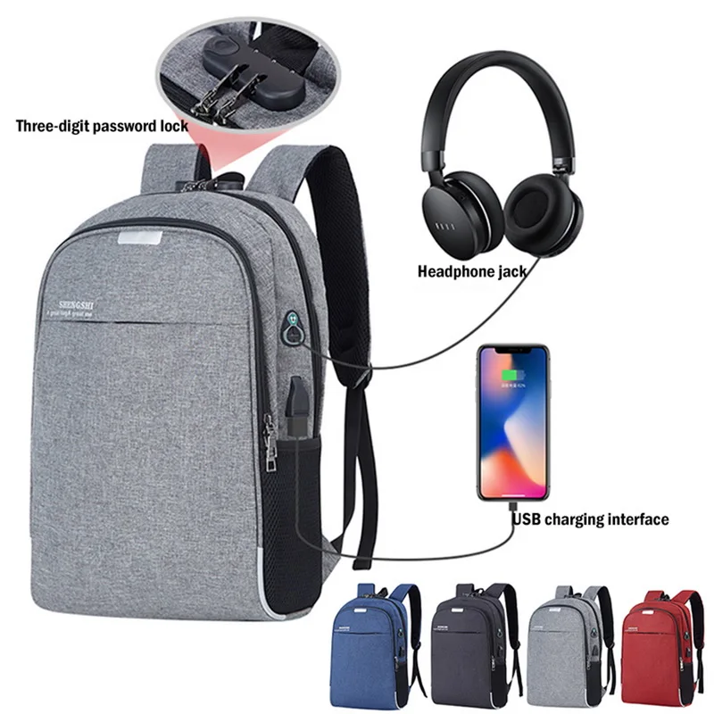 

SHUJIN USB Charging Laptop Backpack Theft Travel Backpack For Women Men Travel&Work Waterproof Backpack Laptop Bag 2019 Fashion