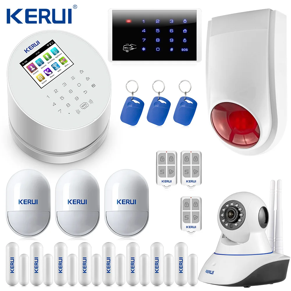 

Original Kerui W2 WiFi GSM Alarm System PSTN RFID Security Alarm System ISO Android App Wireless Keypad Wifi Camera