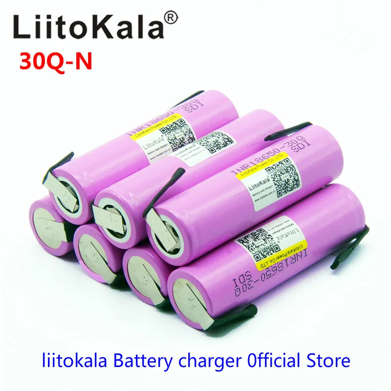 Liitokala 30Q 18650 3000mah перезаряжаемый аккумулятор для электронных сигарет с высокой мощностью разряда, 30A большой ток+ DIY nicke