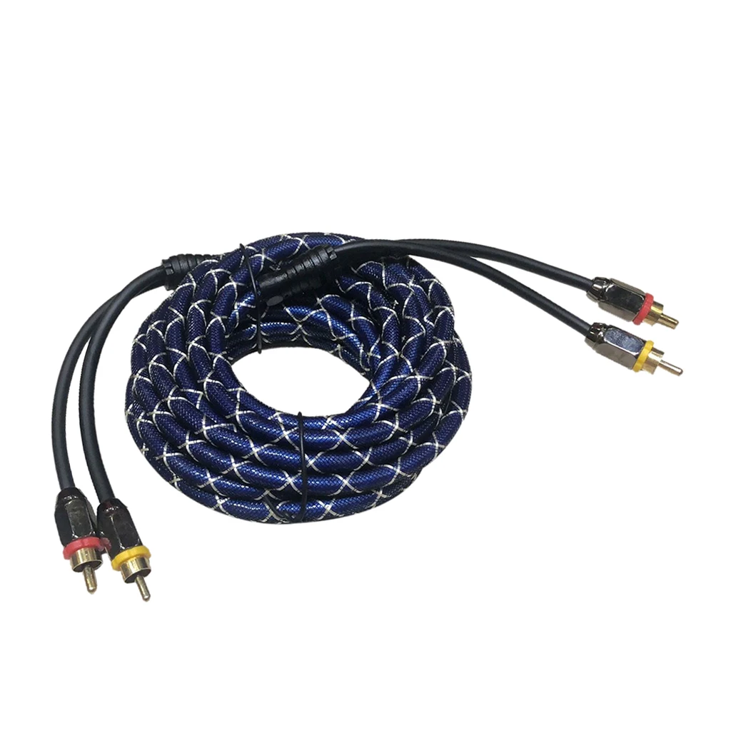 14.7ft Car Amplifier Stereo Audio RCA Cable Wire RFI EMI Noise Rejection