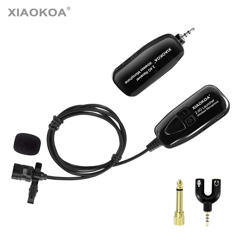Xiaokoa sem Fio Microfone de Lavalier Sistema de Microfone sem Fio com Lapela de Lavalier Ampreceiver para Confe Microfones Transmissor 2.4g &