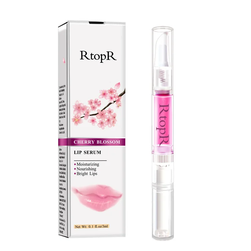Сыворотка для губ RtopR Cherry Blossom, маска для Восстановления сухих трещин и шелушения губ, уменьшает тонкие линии губ, эссенция, увлажняющая, красота, уход, 3 мл