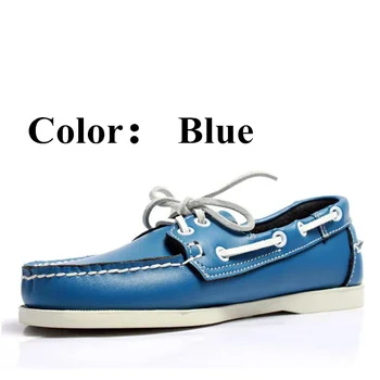 Zapatos de diseño para Hombre, náuticos clásicos de cuero amarillo y azul, X165
