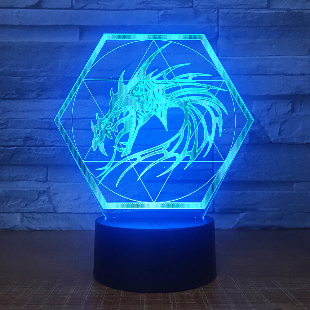 [Seven Neon] дракон Огненный Дракон акриловая 7 цветов Настольная лампа 3D лампа детский подарок Новинка Светодиодный Ночник светильник Сокол миллениума светильник