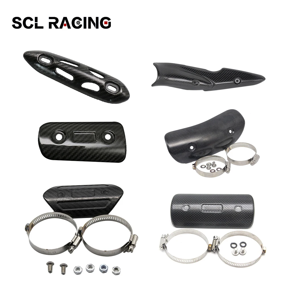Carbon Fiber Heat Guard Shield Cover Motorcycle Exhaust Muffler Pipe Protector Carbon Fiber Heat Guard Shield Cover Motorcycle Exhaust Muffler Pipe Protector