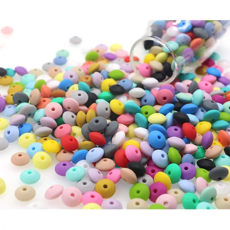 Pacifier-Chain-Clip Abacus Lentils Baby Teether Beads Silicone Kovict DIY 50pcs/Lot 12mm