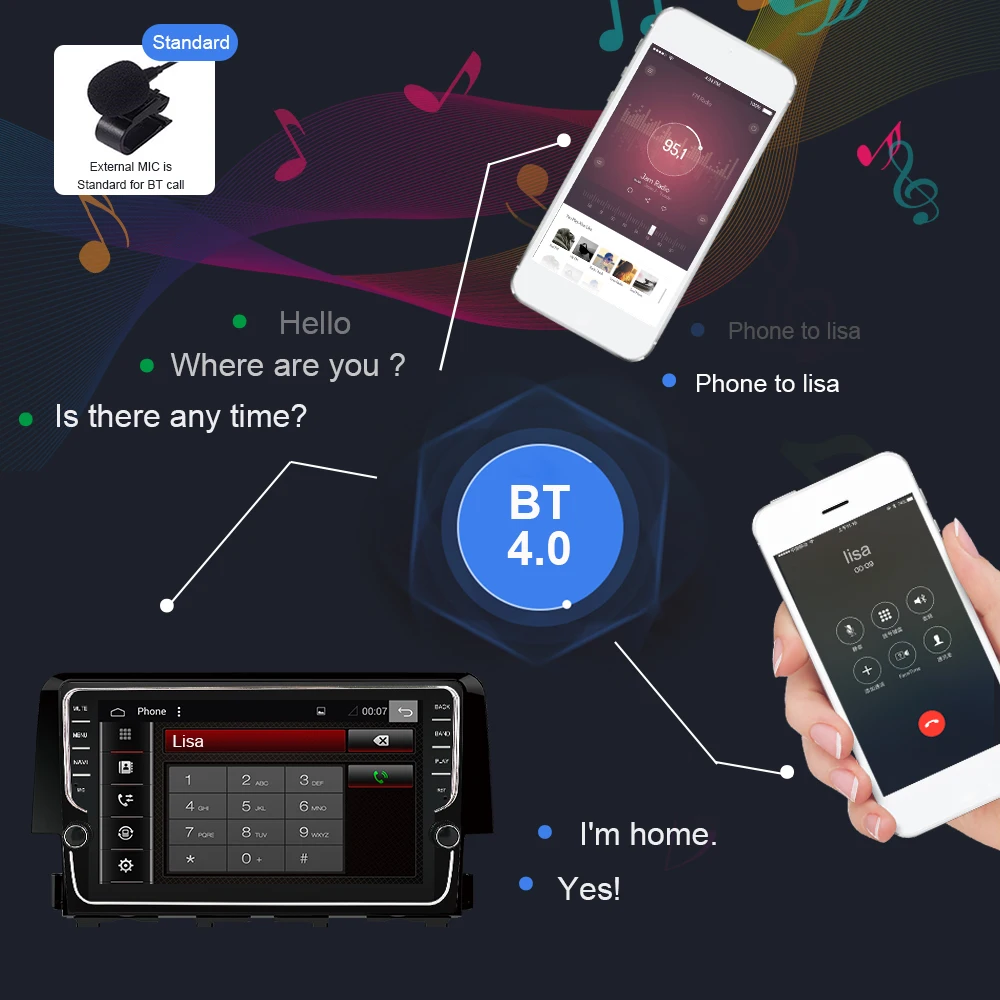 Eunavi 2 DIN Android 9 Автомобильный gps головное устройство для Honda Civic Радио стерео Мультимедийный Плеер 4G 64G ips TDA7850 без DVD