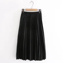 Женская однотонная шерстяная плиссированная юбка, Осень-зима, утолщенная эластичная длинная юбка с высокой талией, женская элегантная юбка
