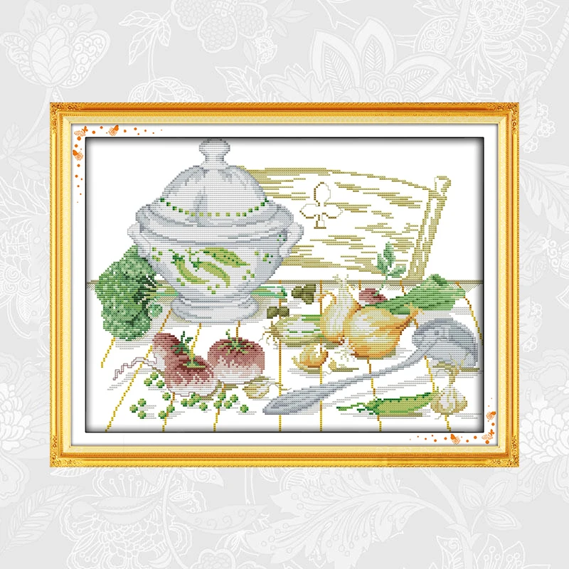 Joy sunday Vegetables Count Cross Stitch Kits Print on Canvas DMC Embroidery set DIY Handmade Cross-stitch Needlework | Дом и сад