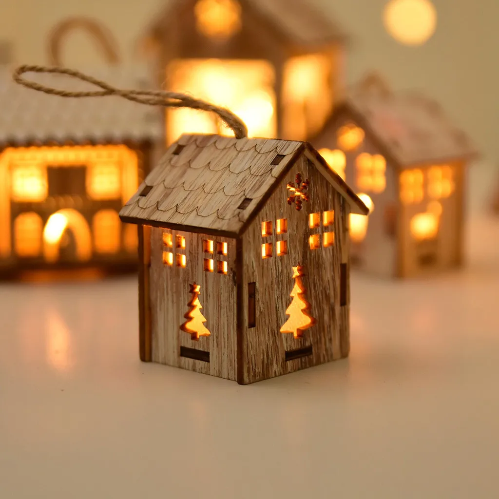 Новогодняя 2020 светодиодсветильник ка деревянный дом Рождественское украшение