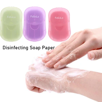 

50PCS Travel Soap Paper Washing Hand Bath Clean Scented Slice Sheets Disposable Boxe Soap Portable Mini Paper Soap