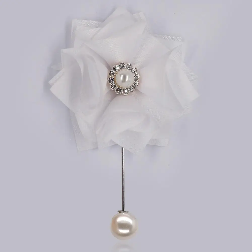 8 шт./лот, 23 Цвета, романтический искусственный цветочный корсаж с жемчугом, свадебная церемония, цветочный корсаж, булавка для жениха, свадебная XH2019-P - Цвет: white
