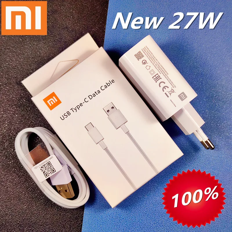 xiaomi Fast charger 27W Original EU QC 4.0 turbo quick charge adapter usb type c cable for mi 9 9t pro k20 pro mi note 10 lite